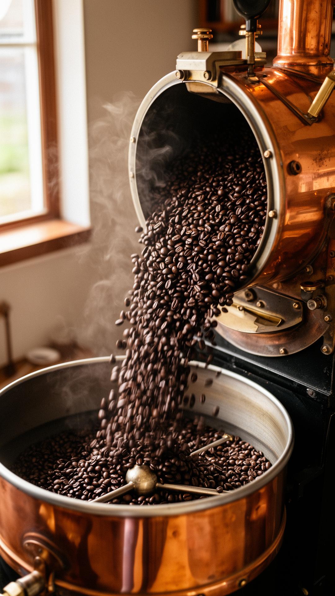 Roasted Arabica coffee beans on burlap