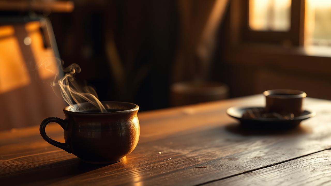 Steaming cup of Kwantu coffee